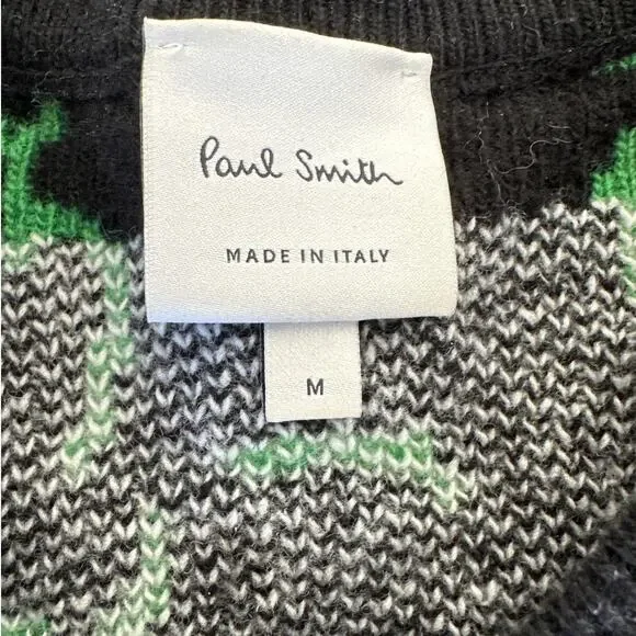 Paul Smith - Men's Floral Lambswool Sweater in Black Green & White - Picture 2 of 5